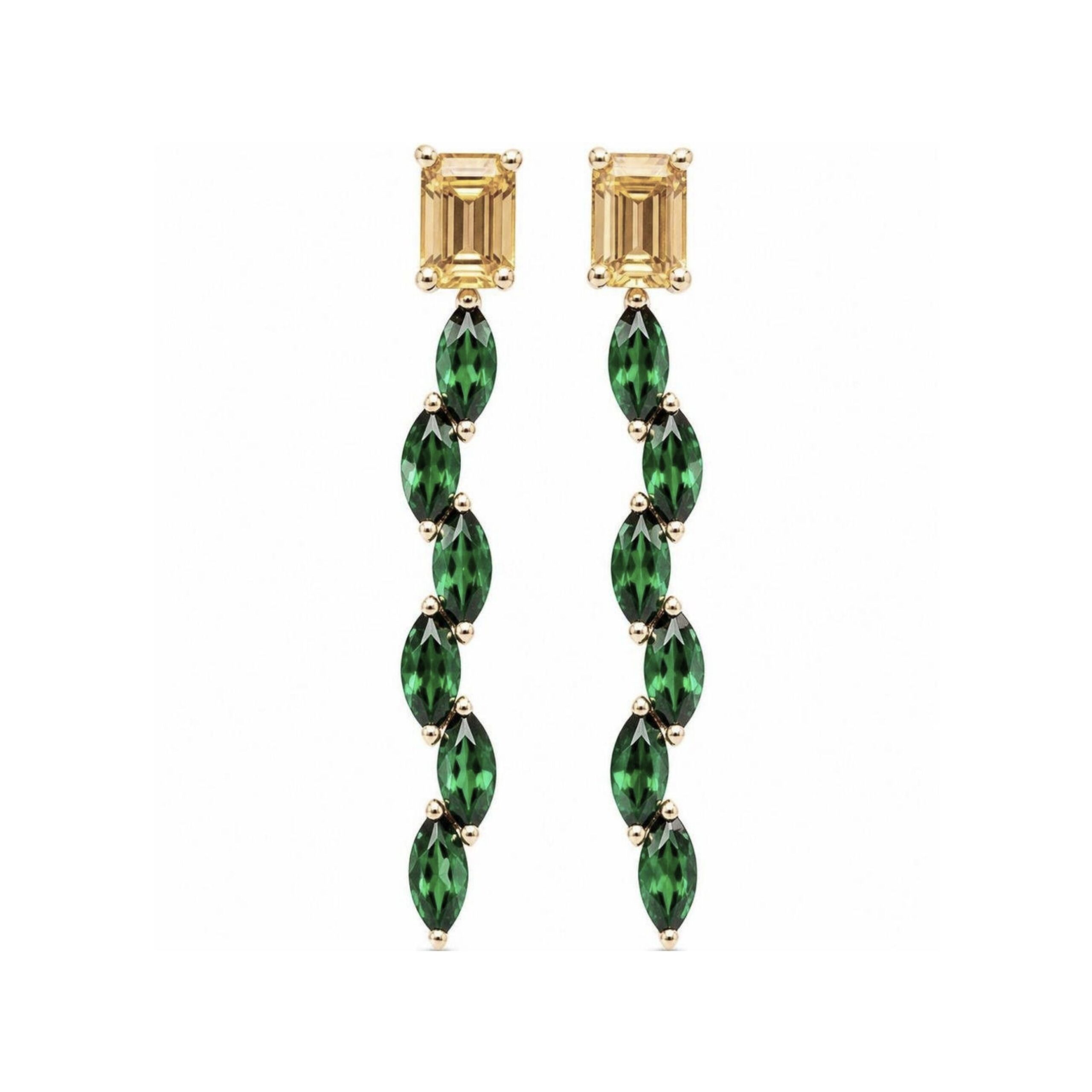Orecchini in Oro Giallo 18k con Tsavorite 5,15 ct e Berillo 2,56 ct