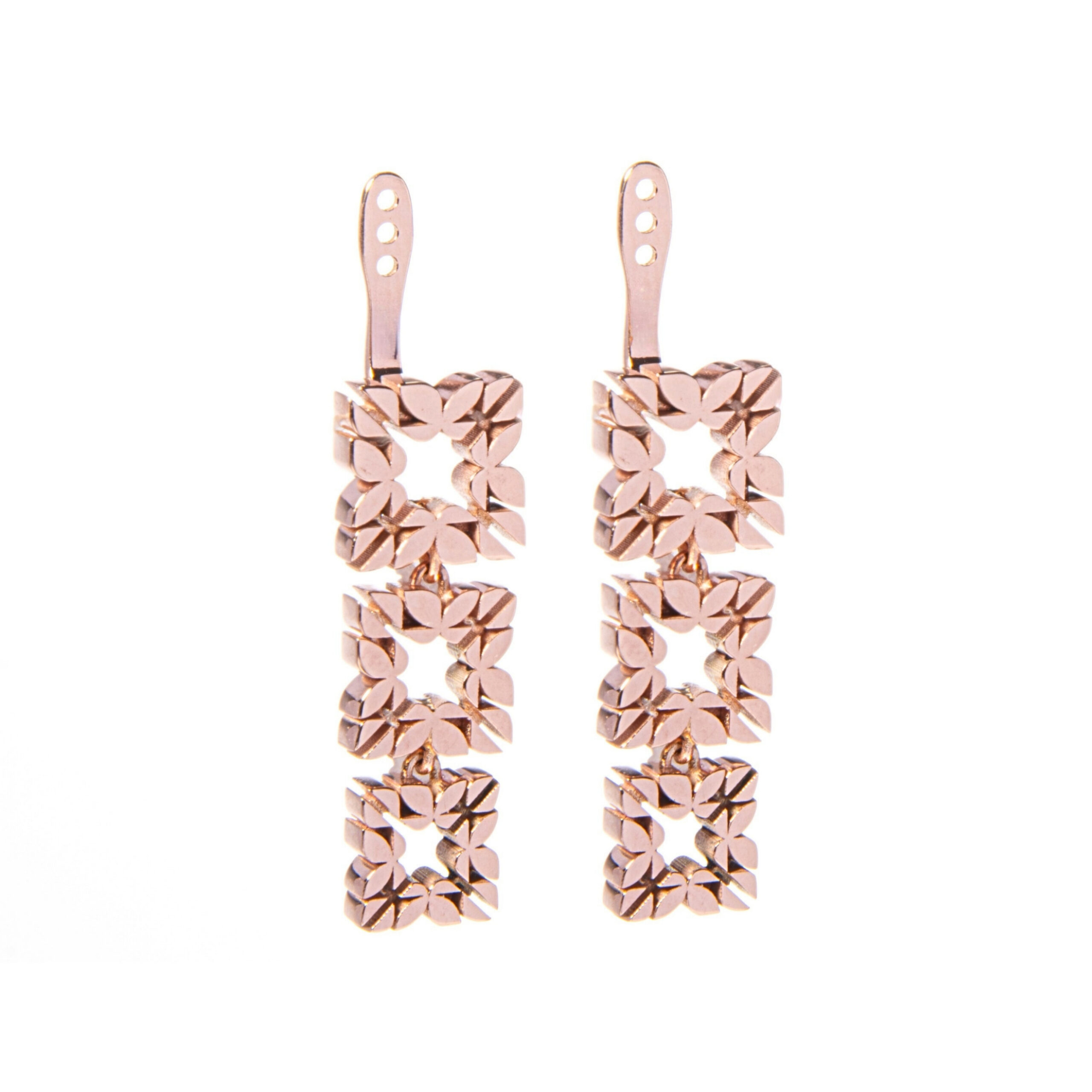 Coppia di Monogram tripli Cler in Oro Rosa 9k