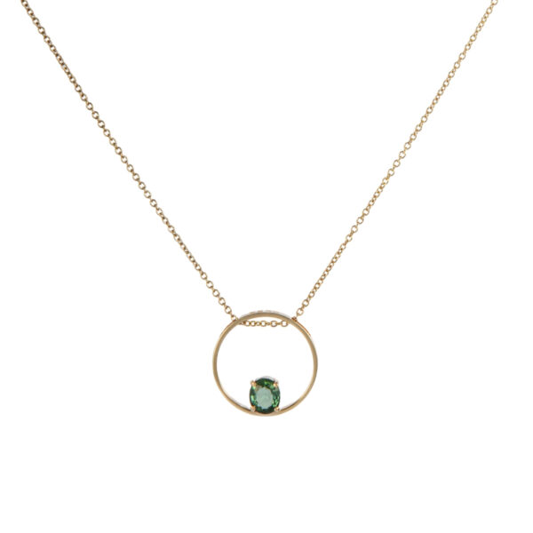 Collana in Oro Giallo 9k con Tormalina Indicolite 0,59 ct
