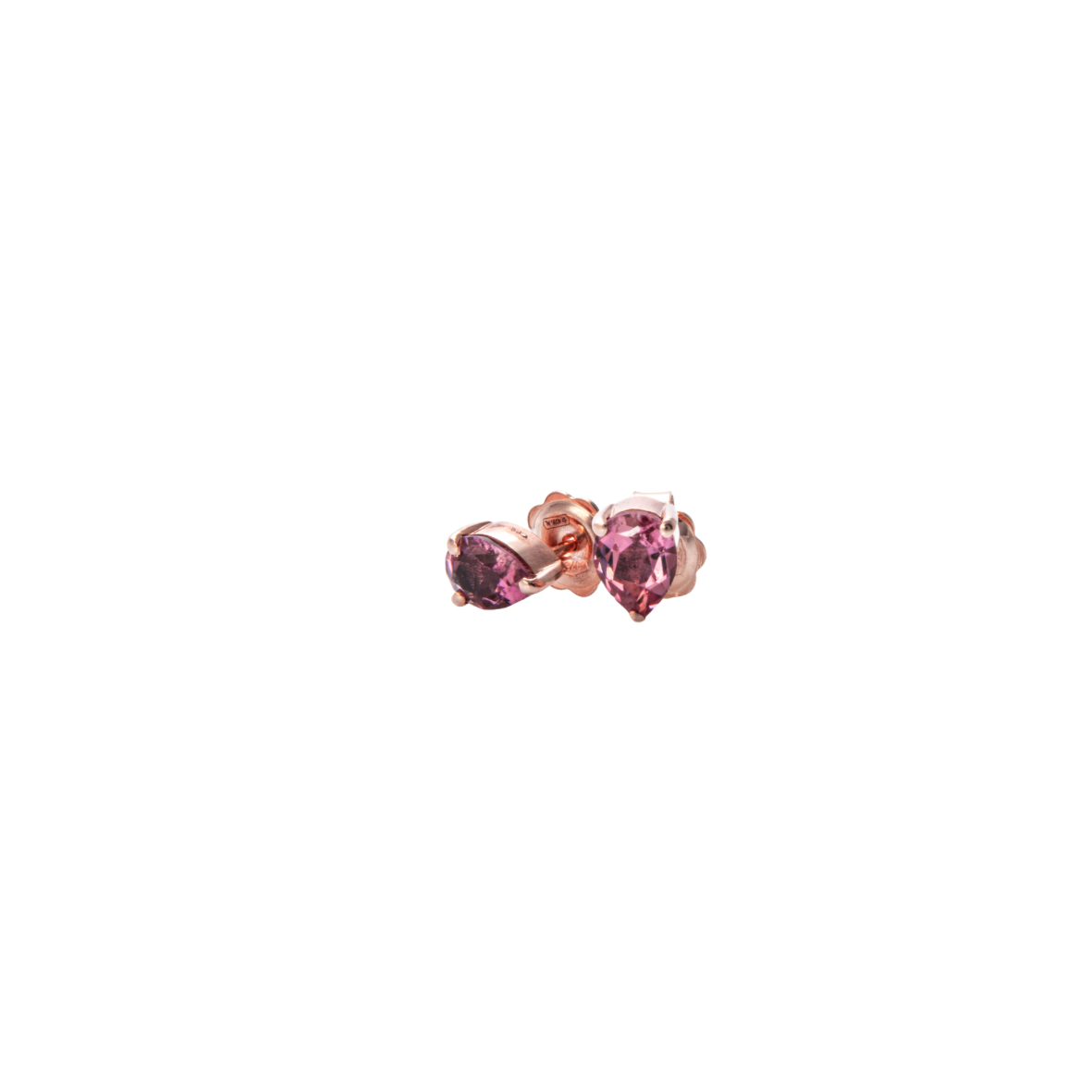 Orecchini a Lobo in Oro Rosa 9k con Tormalina 1,38 ct