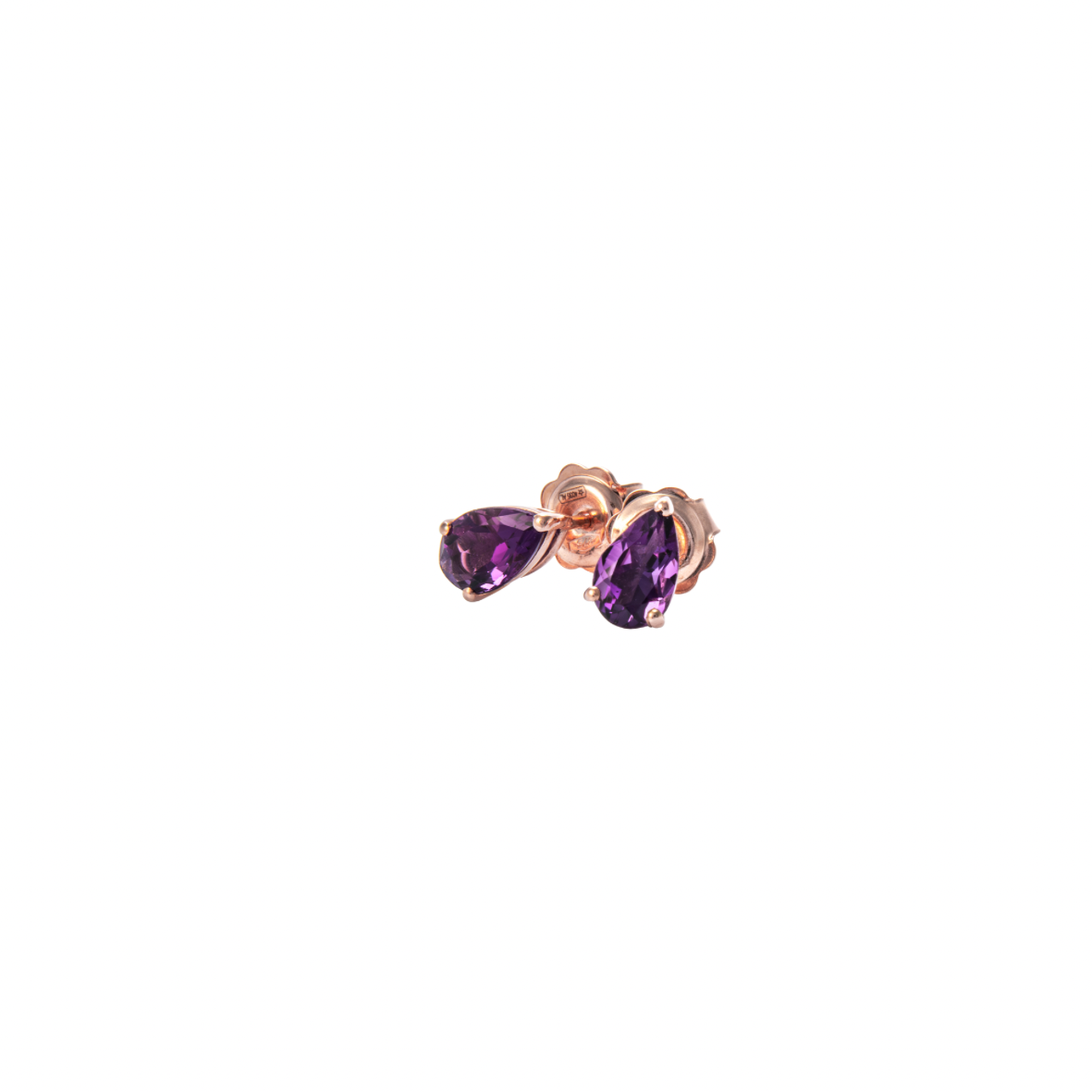 Orecchini a lobo in Oro Rosa 9k con Ametista 1,58 ct