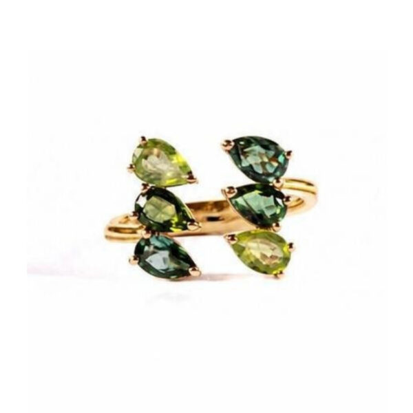 Anello in Oro Rosa 18k con Peridoto 0,94 ct e Tormalina 1,83 ct