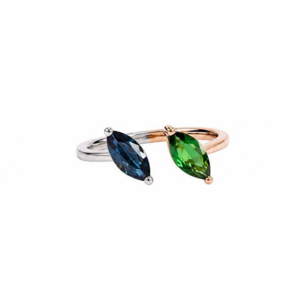 Anello in Oro Bianco e Oro Rosa 18k con Spinello 0,80 ct e Tsavorite 0,56 ct