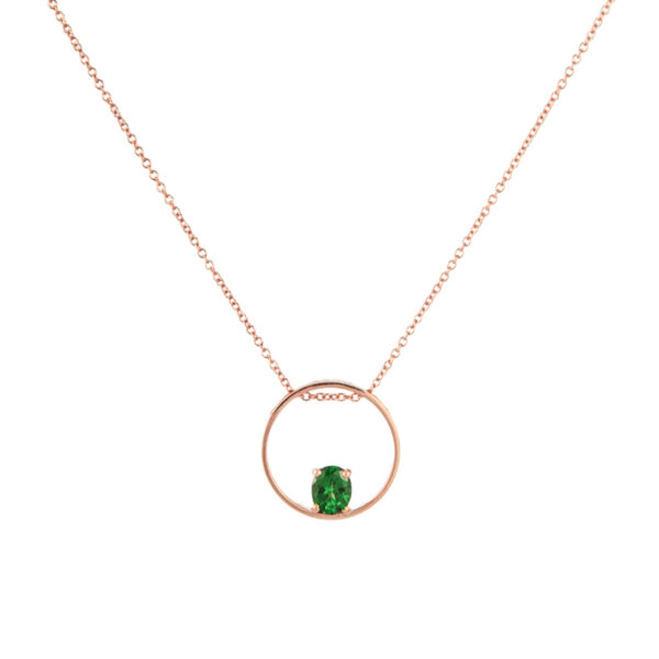 Collana in Oro Rosa 9k con Tsavorite 0,60 ct