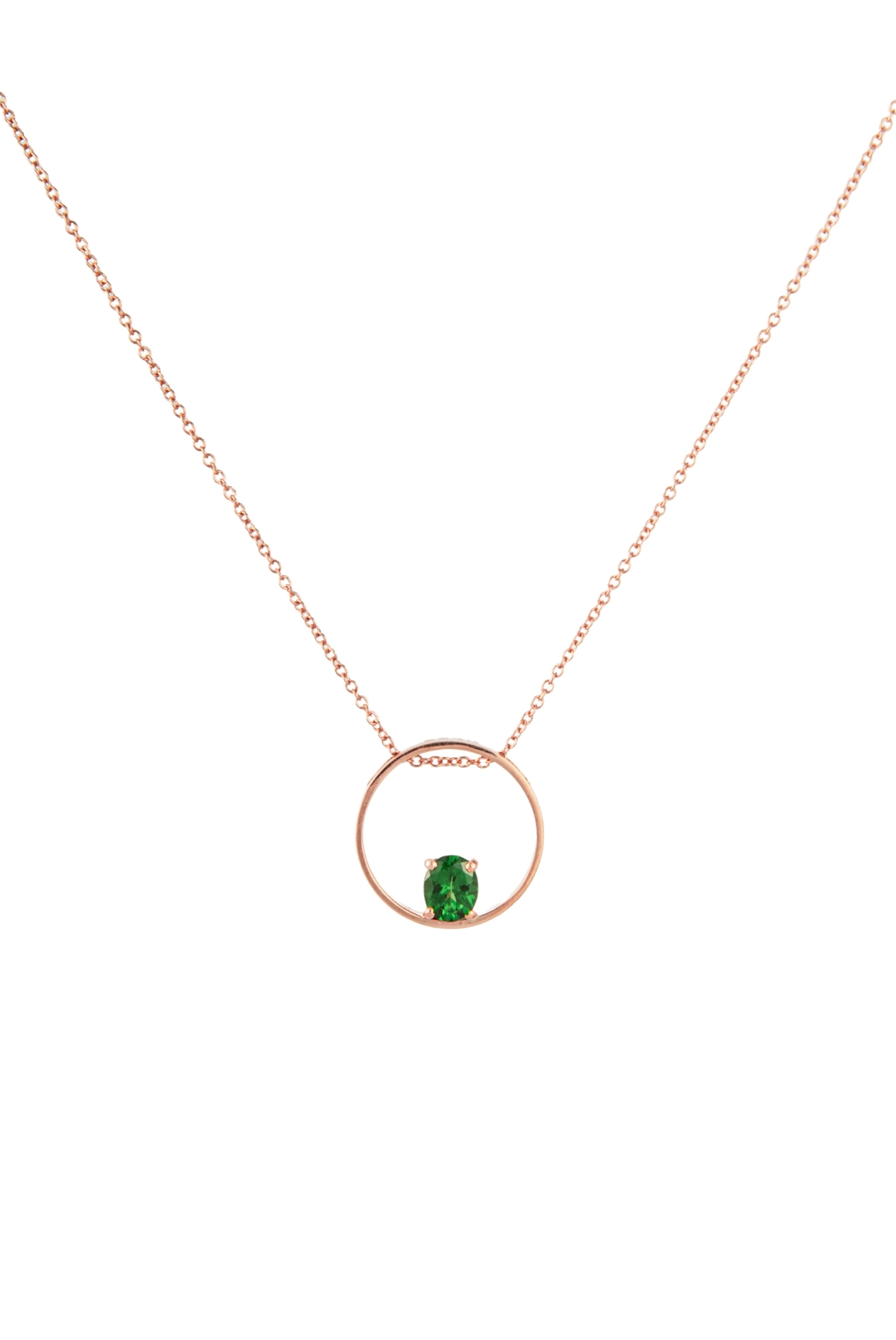 Collana in Oro Rosa 9k con Tsavorite 0,60 ct