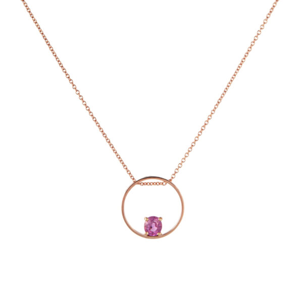 Collana in Oro Rosa 9k con Zaffiro Rosa 0,57 ct