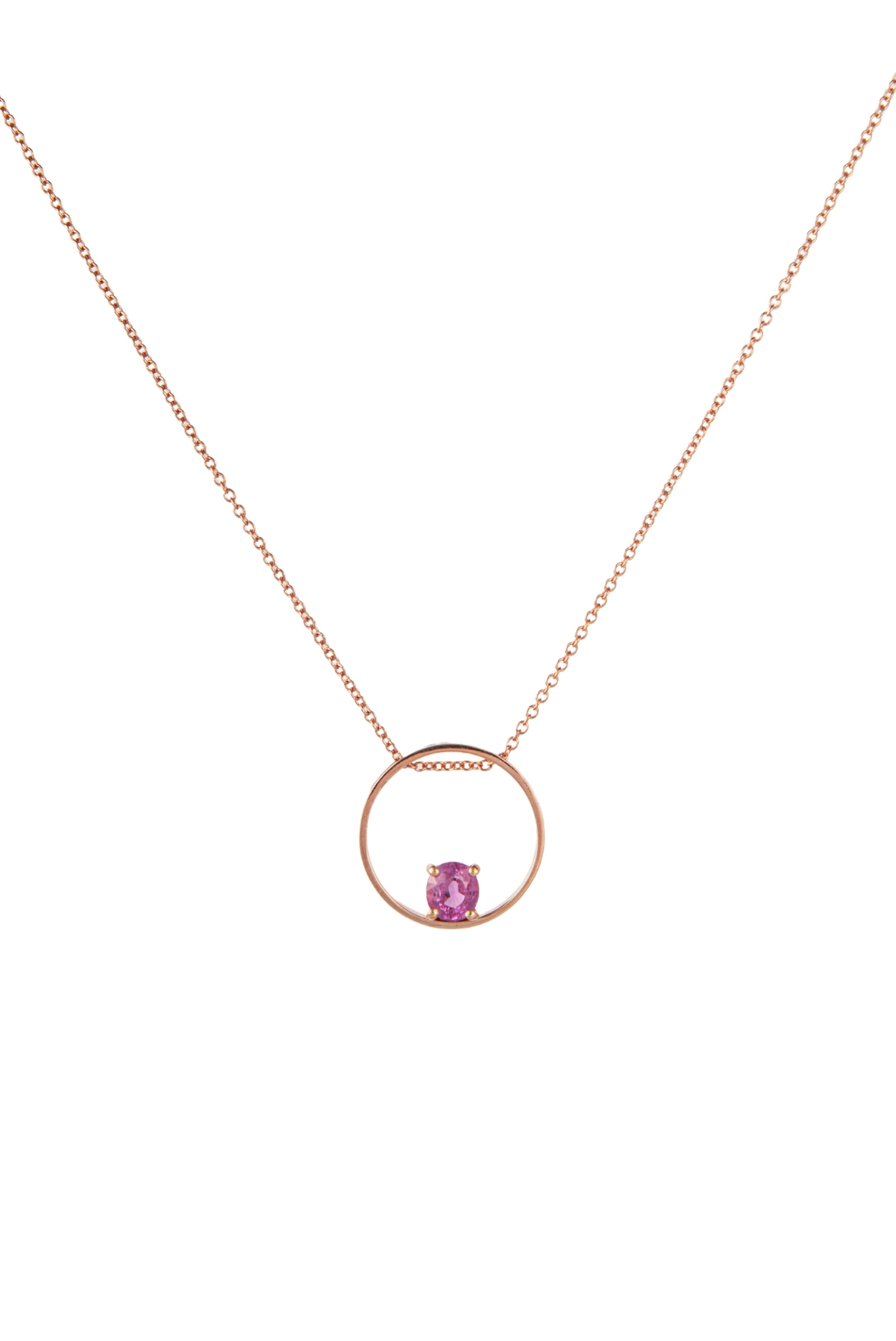 Collana in Oro Rosa 9k con Zaffiro Rosa 0,57 ct