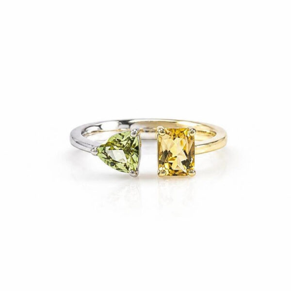 Anello in Oro Bianco e Oro Giallo 18k con Crisoberillo 0,79 ct e Citrino 0,93 ct