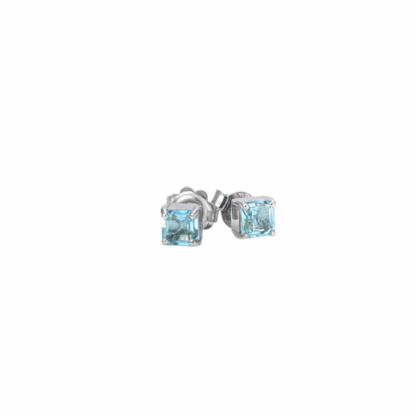 Orecchini a Lobo in Oro Bianco 9k con Acquamarina 1,03 ct