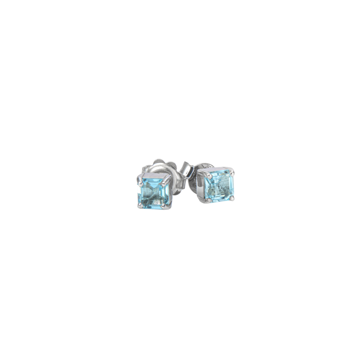Orecchini a Lobo in Oro Bianco 9k  con Acquamarina  1,03 ct