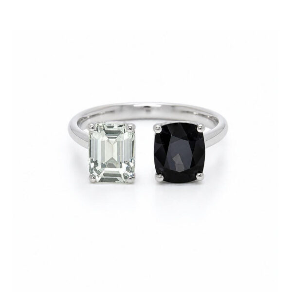 Anello in Oro Bianco 18k con Spinello 2,53 ct e Berillo 1,35 ct