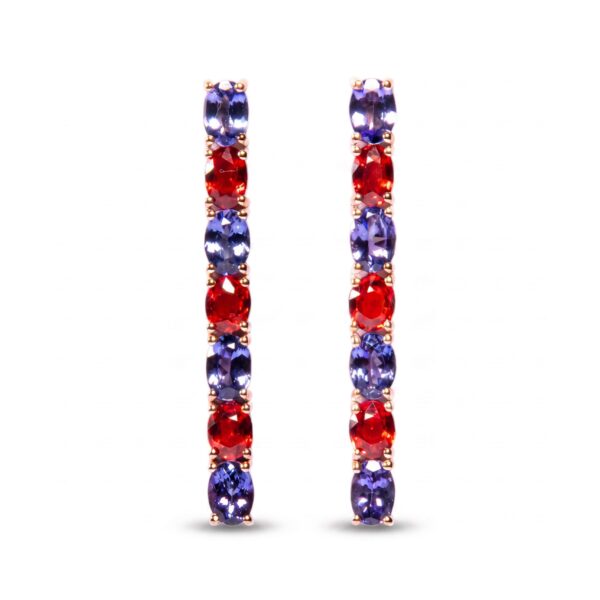 Orecchini in Oro Rosa 18k con Tanzaniti 5,7 ct e Zaffiri 4,32 ct