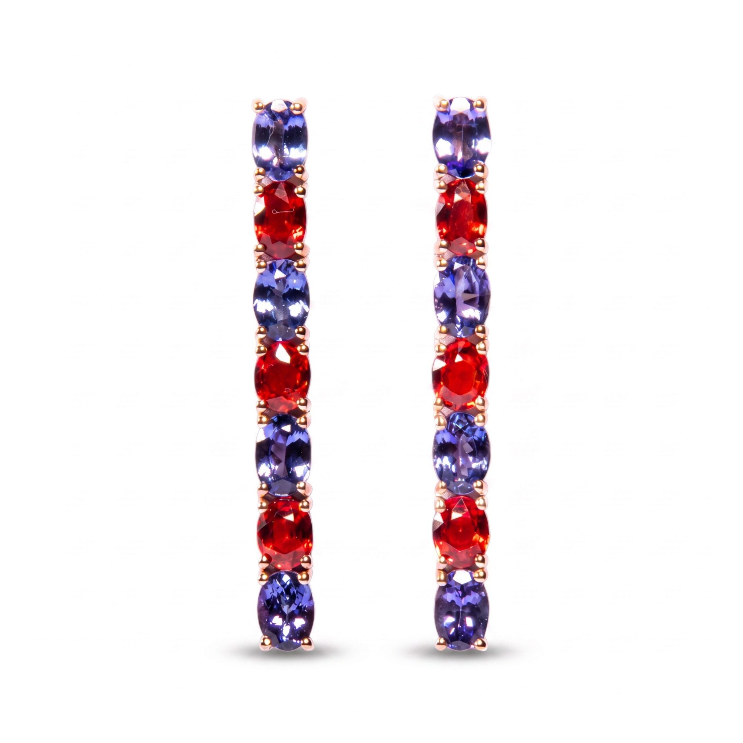 Orecchini in Oro Rosa 18k con Tanzaniti 5,7 ct e Zaffiri 4,32 ct