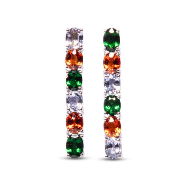 Orecchini in Oro Bianco 18k con Tsavorite 2,93 ct, Zaffiri Arancioni 3,64 ct e Zaffiri 2,93 ct