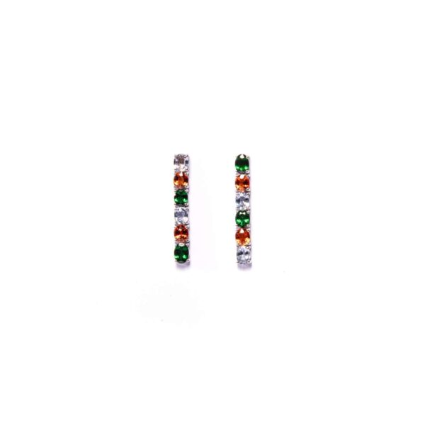 Orecchini in Oro Bianco 18k con Tsavorite 2,93 ct, Zaffiri Arancioni 3,64 ct e Zaffiri 2,93 ct