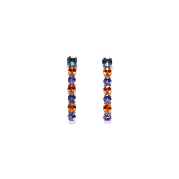 Orecchini in Oro Bianco 9k con Topazio Blu London 2 ct, Zaffiri 5,35 ct e Tanzanite 2,96 ct