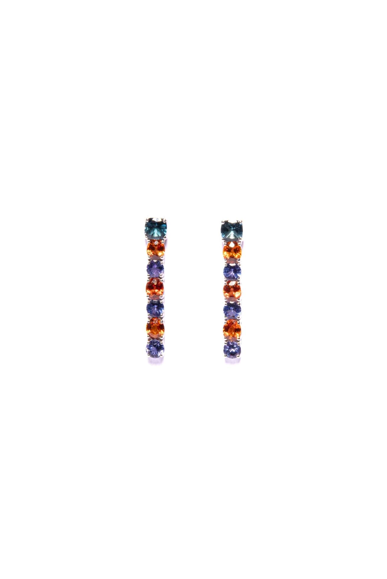 Orecchini in Oro Bianco 9k con Topazio Blu London 2 ct, Zaffiri 5,35 ct e Tanzanite 2,96 ct