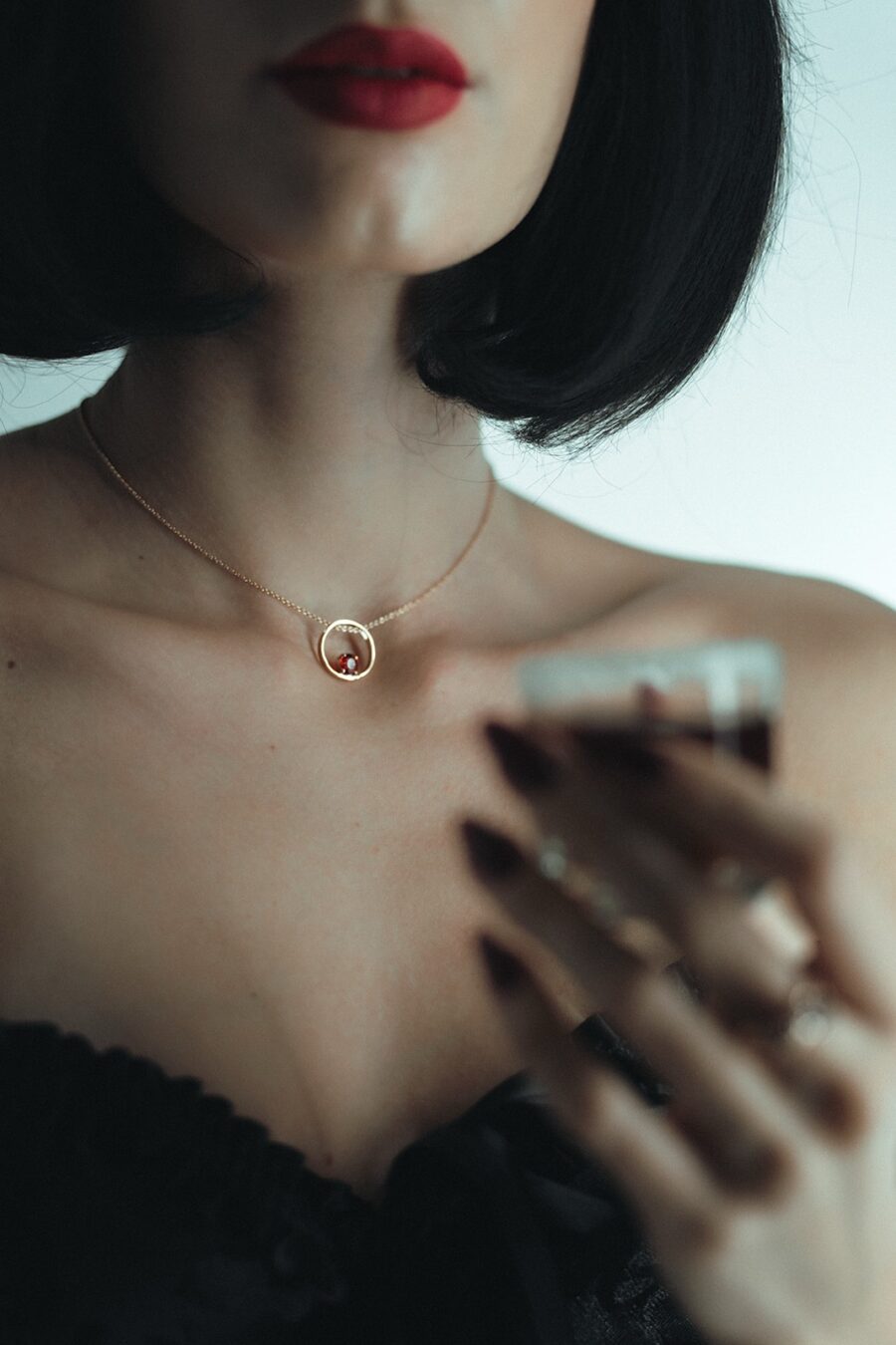Collana in Oro Rosa 9k con Zaffiro 0,86 ct - immagine 5