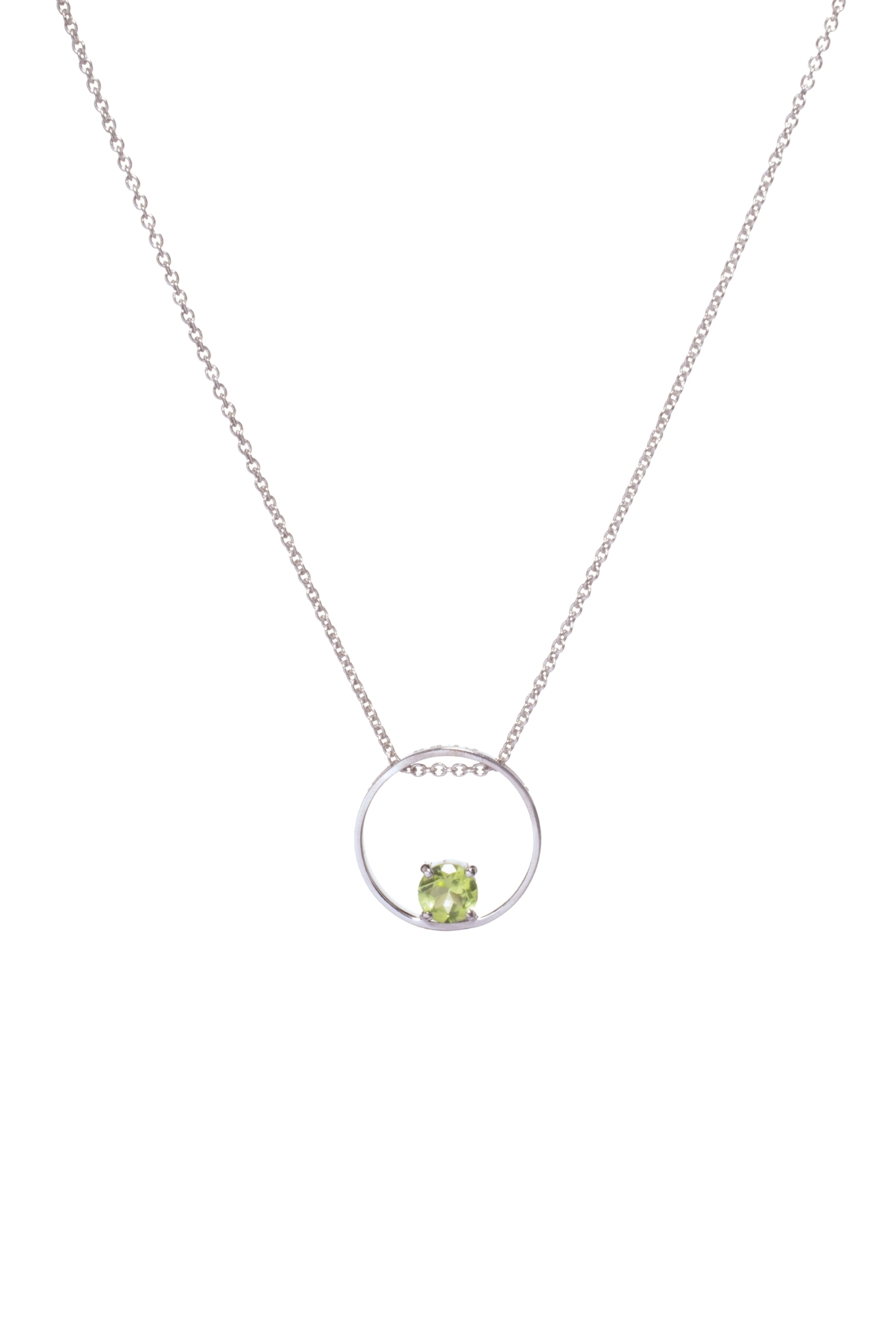Collana in Oro Bianco 9k con Peridoto 0,59 ct