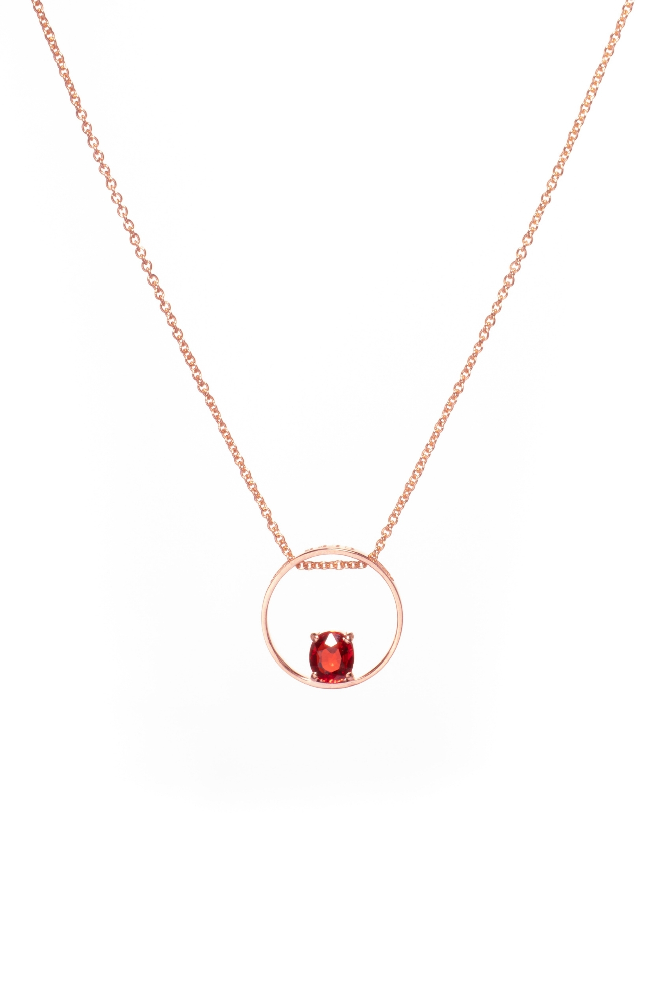 Collana in Oro Rosa 9k con Rubino 0,86 ct
