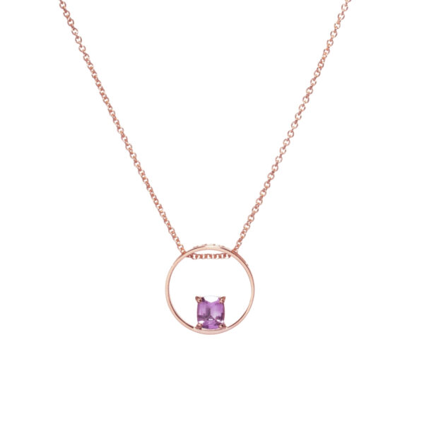 Collana in Oro Rosa 9k con Zaffiro 0,71 ct