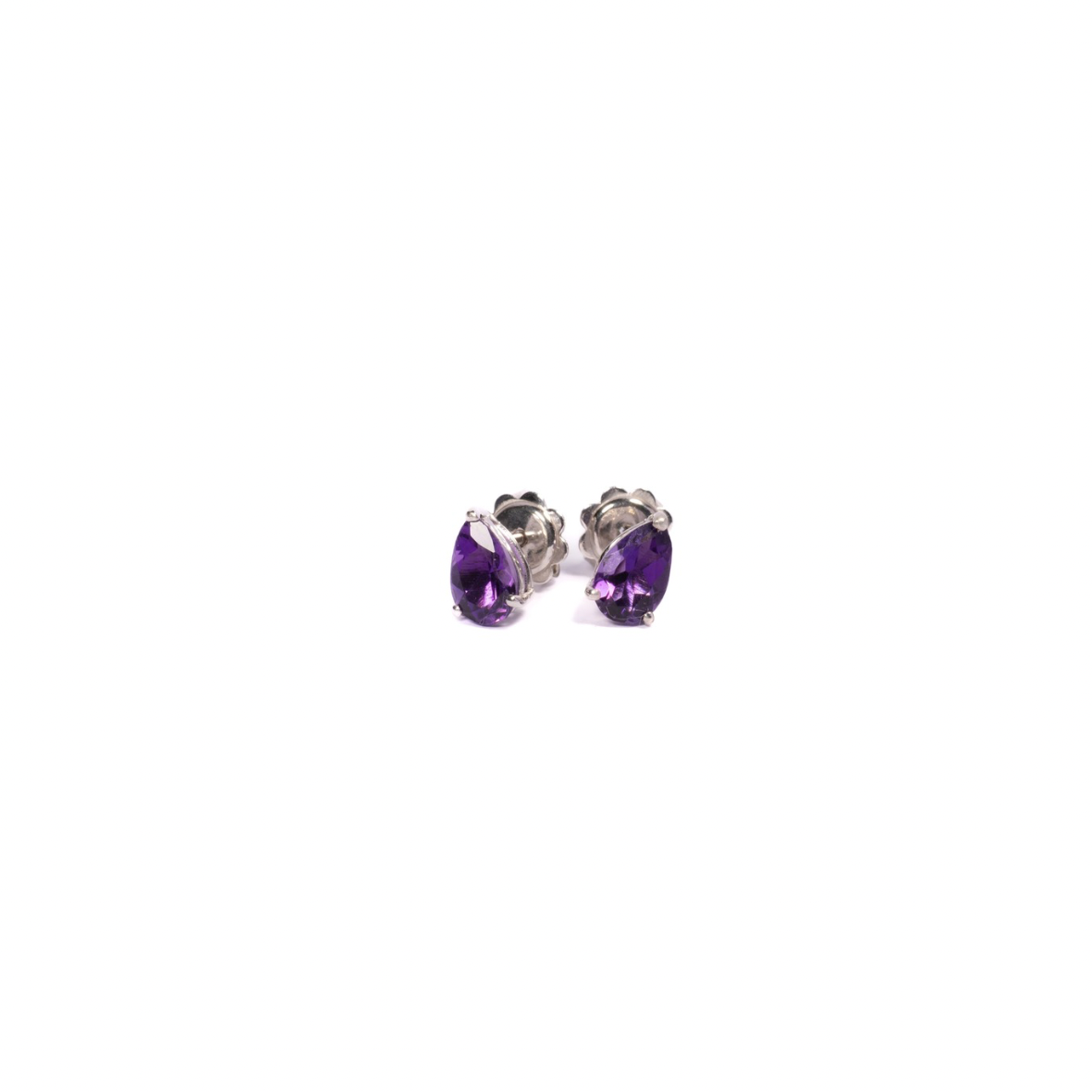Orecchino a lobo in oro bianco 9k con Ametista 1.47ct