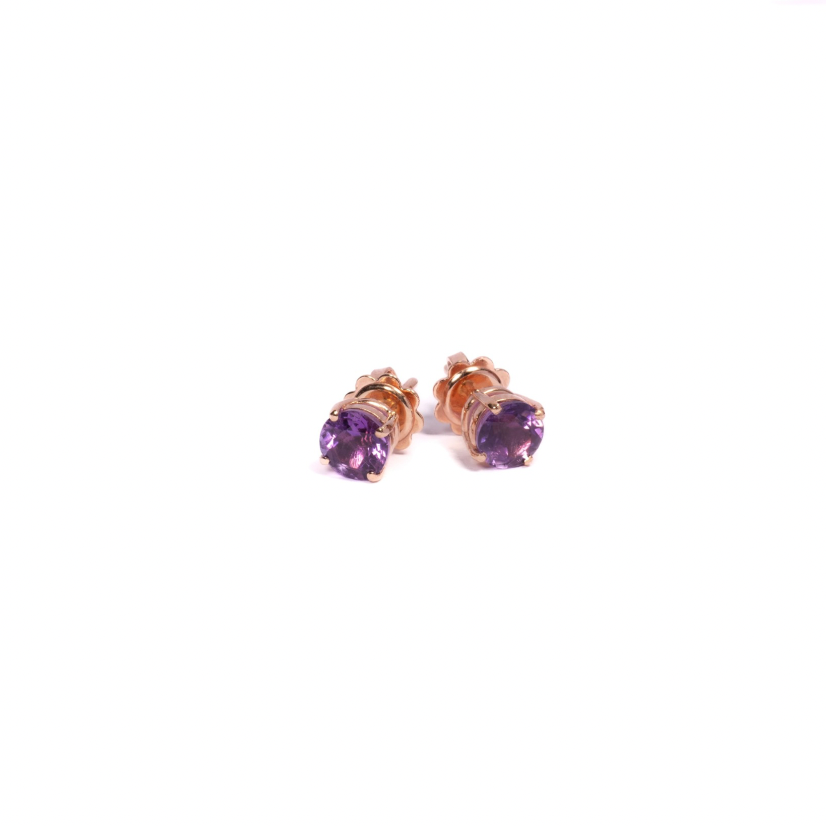 Orecchino a lobo in oro rosa 9k con Ametista 1.63ct