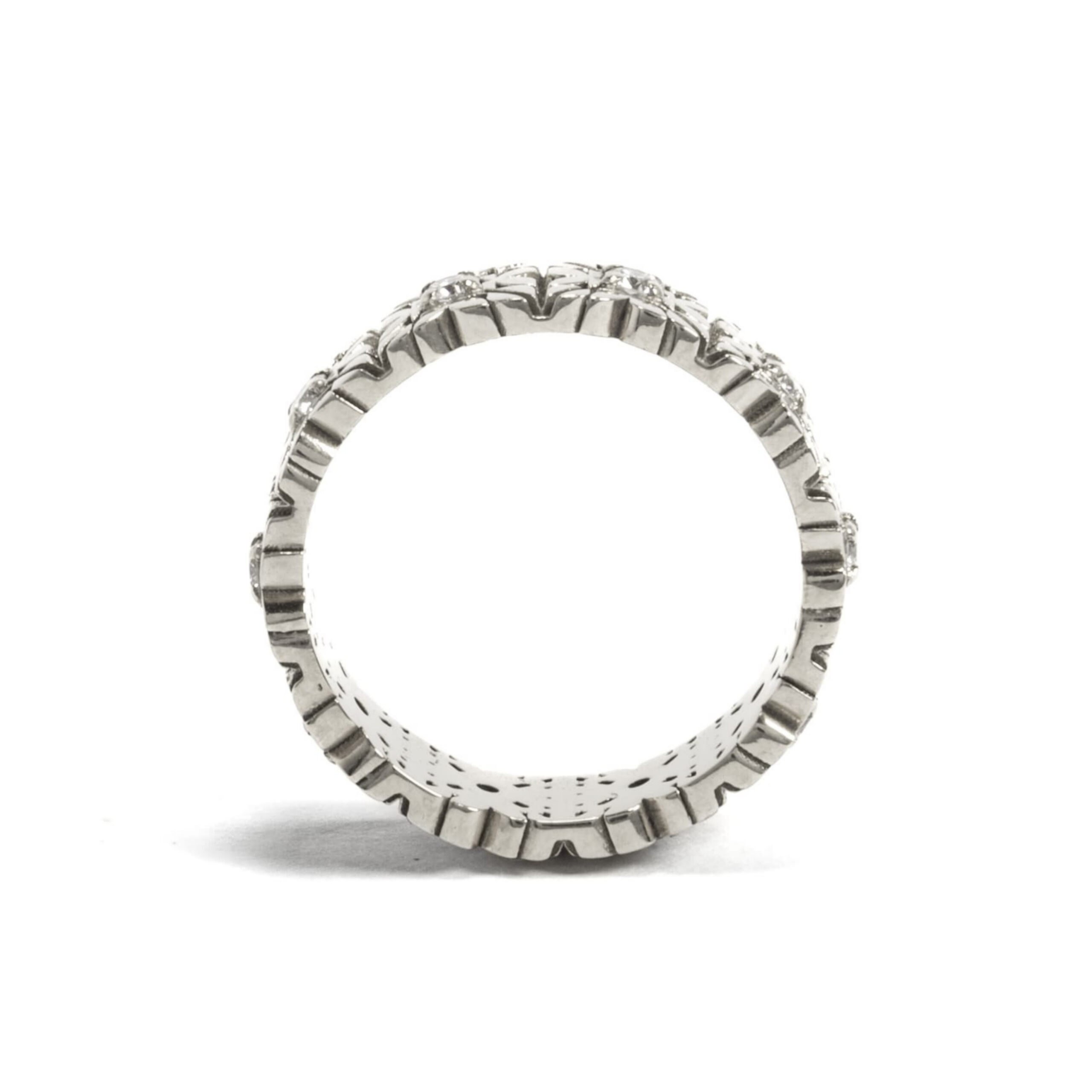 Fede Monogram Cler in Oro Bianco 9k con Diamanti taglio brillante D color - immagine 3