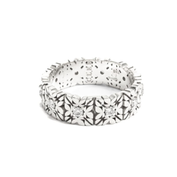 Fede Monogram Cler in Oro Bianco 9k con Diamanti taglio brillante D color