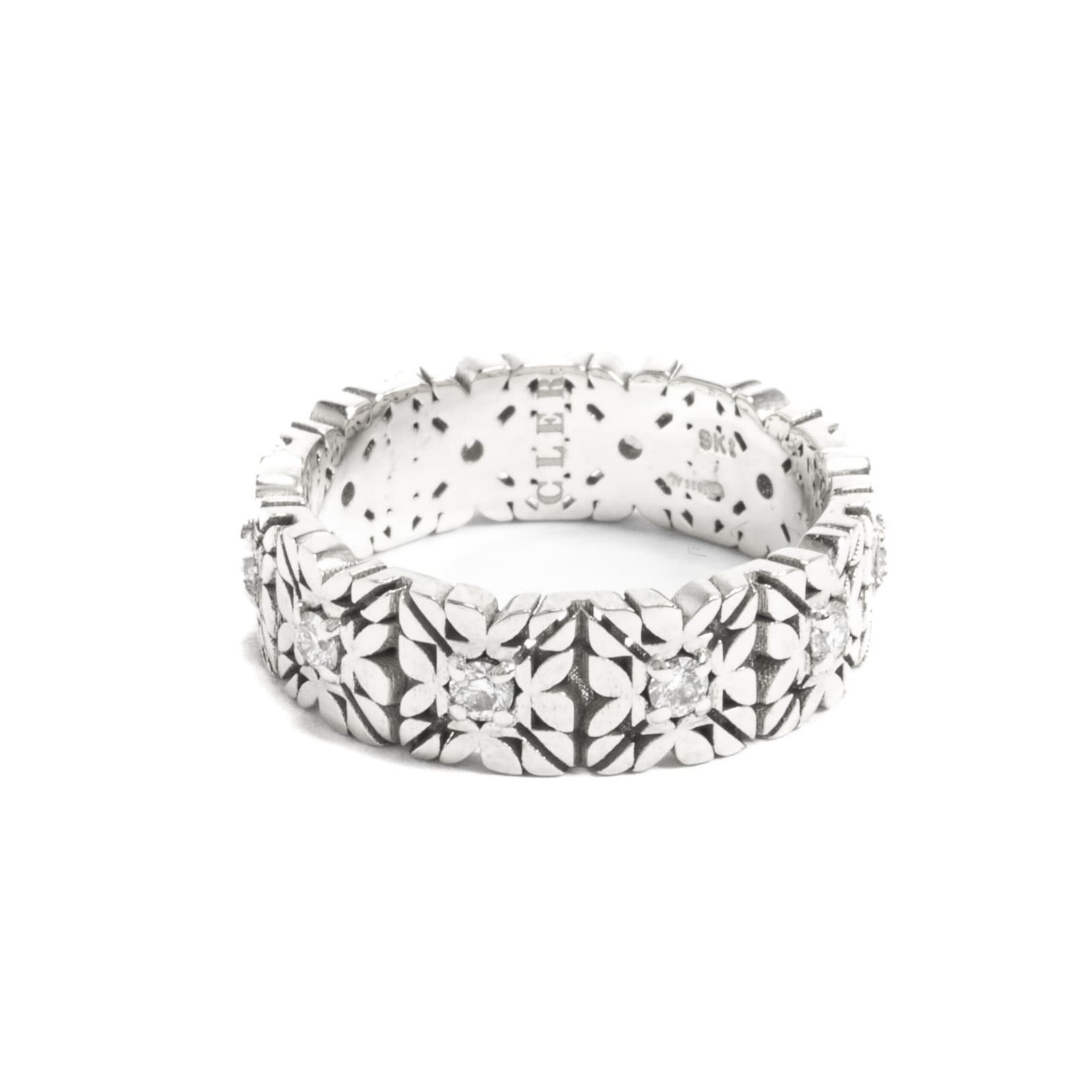 Fede Monogram Cler in Oro Bianco 9k con Diamanti taglio brillante D color
