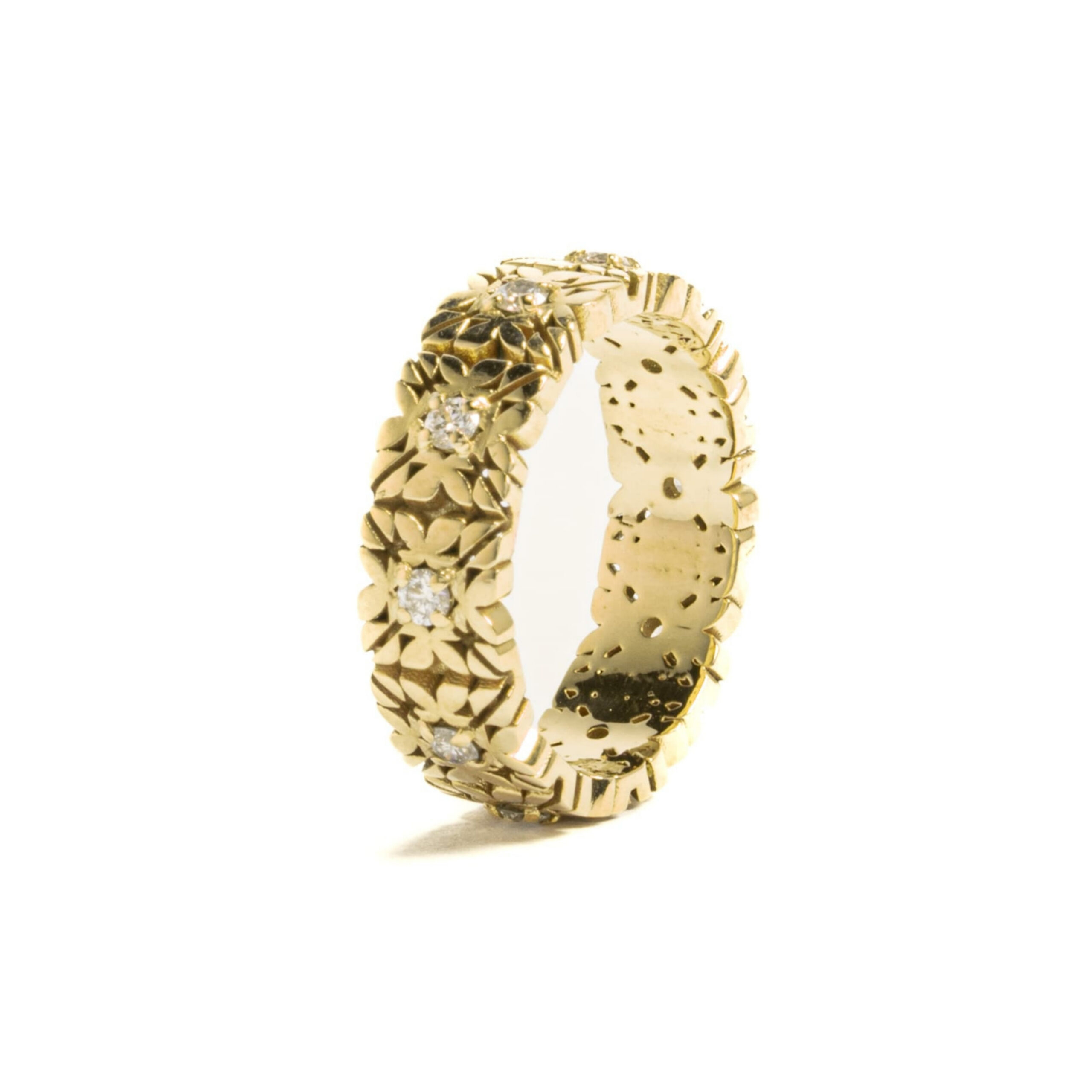 Fede Monogram Cler in Oro Giallo 9k con Diamanti taglio brillante D color - immagine 2