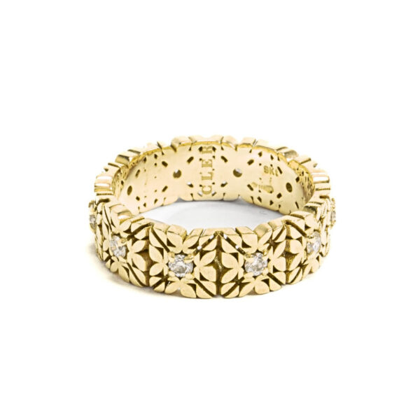 Fede Monogram Cler in Oro Giallo 9k con Diamanti taglio brillante D color