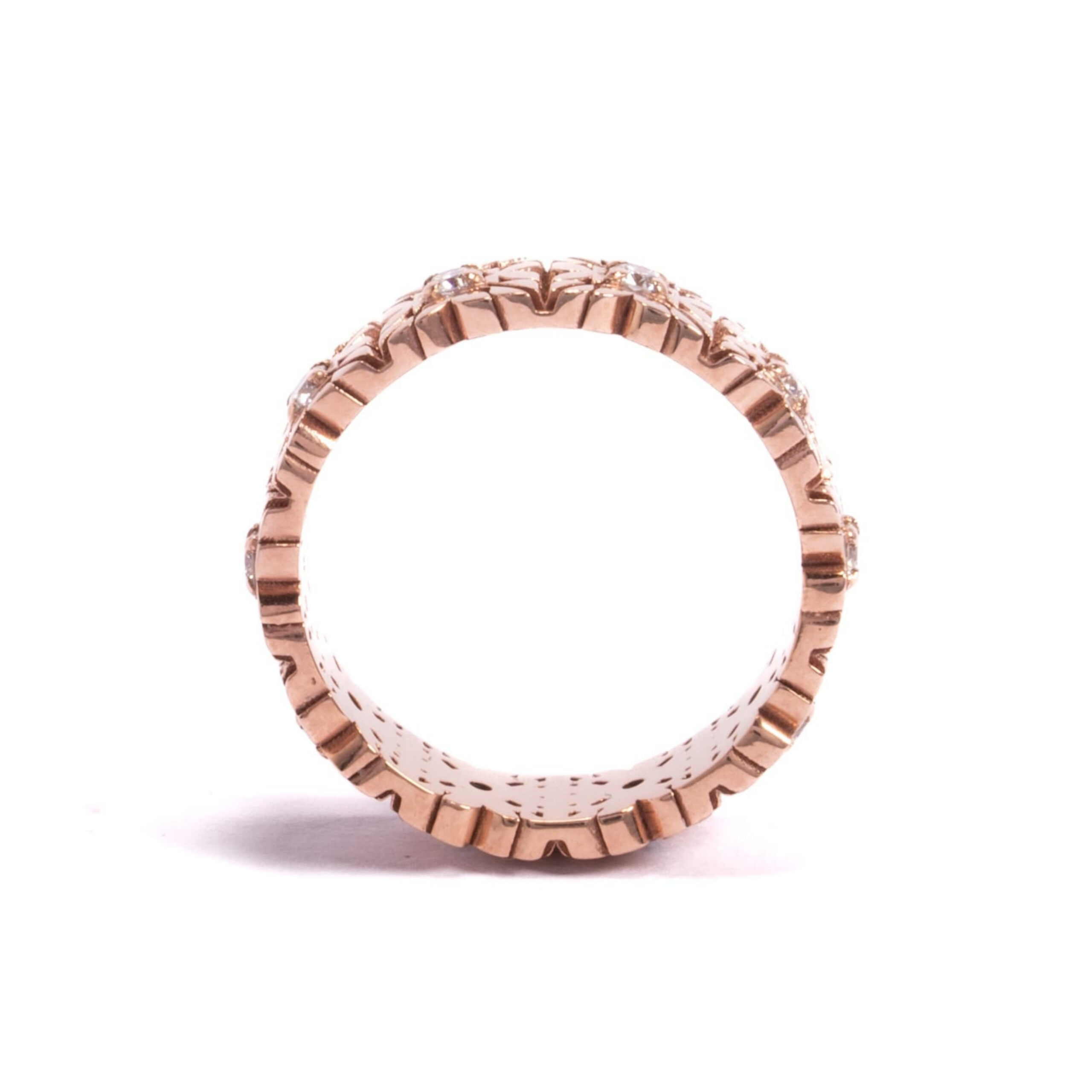 Fede Monogram Cler in Oro Rosa 9k con Diamanti taglio brillante D color - immagine 3