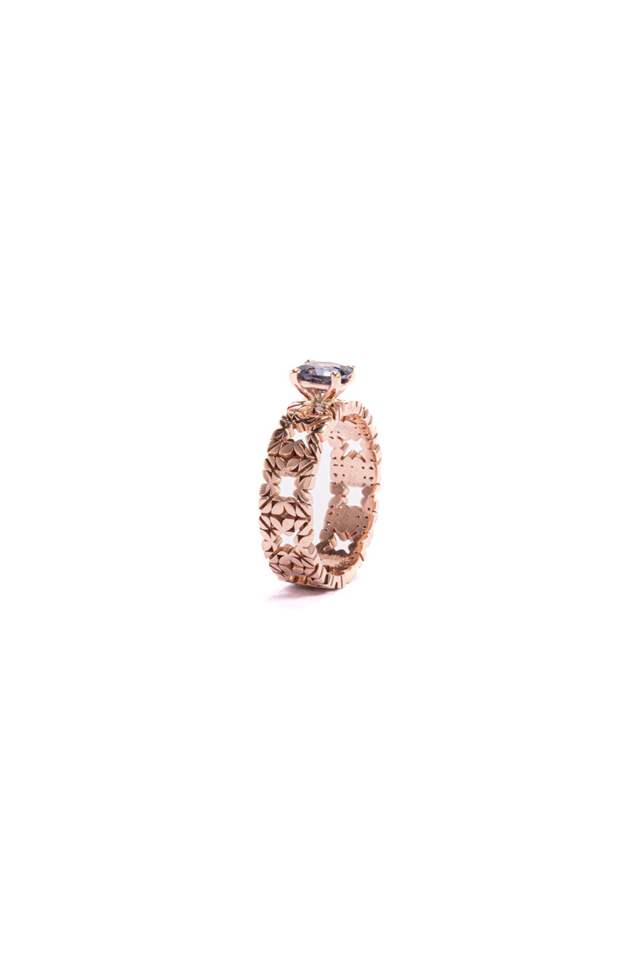 Fede Monogram Cler in Oro Rosa 9k con Spinello 0,8ct - immagine 2