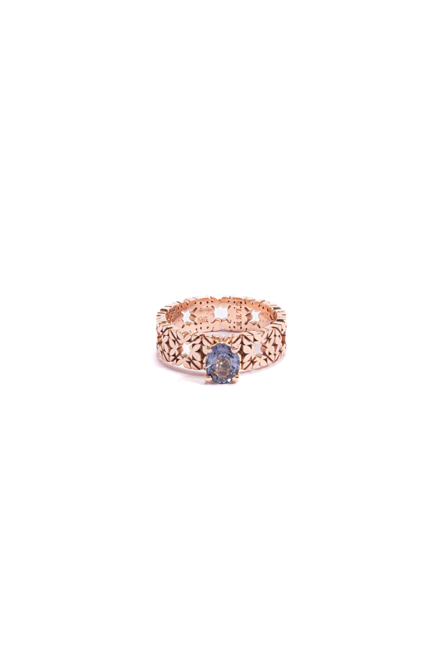 Fede Monogram Cler in Oro Rosa 9k con Spinello 0,8ct