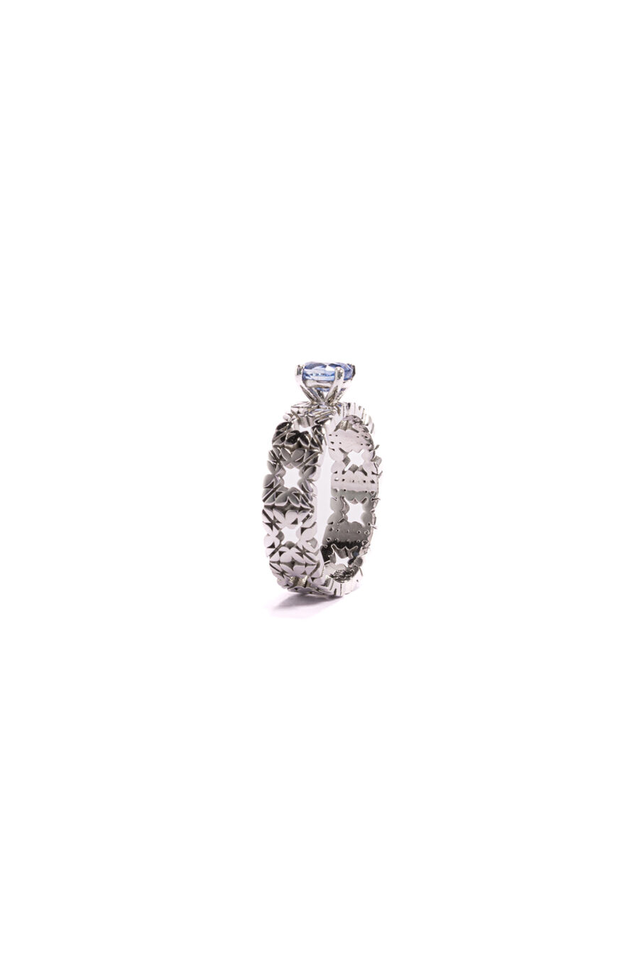 Fede Monogram Cler in Oro Bianco 9k con Zaffiro 0,83ct - immagine 2