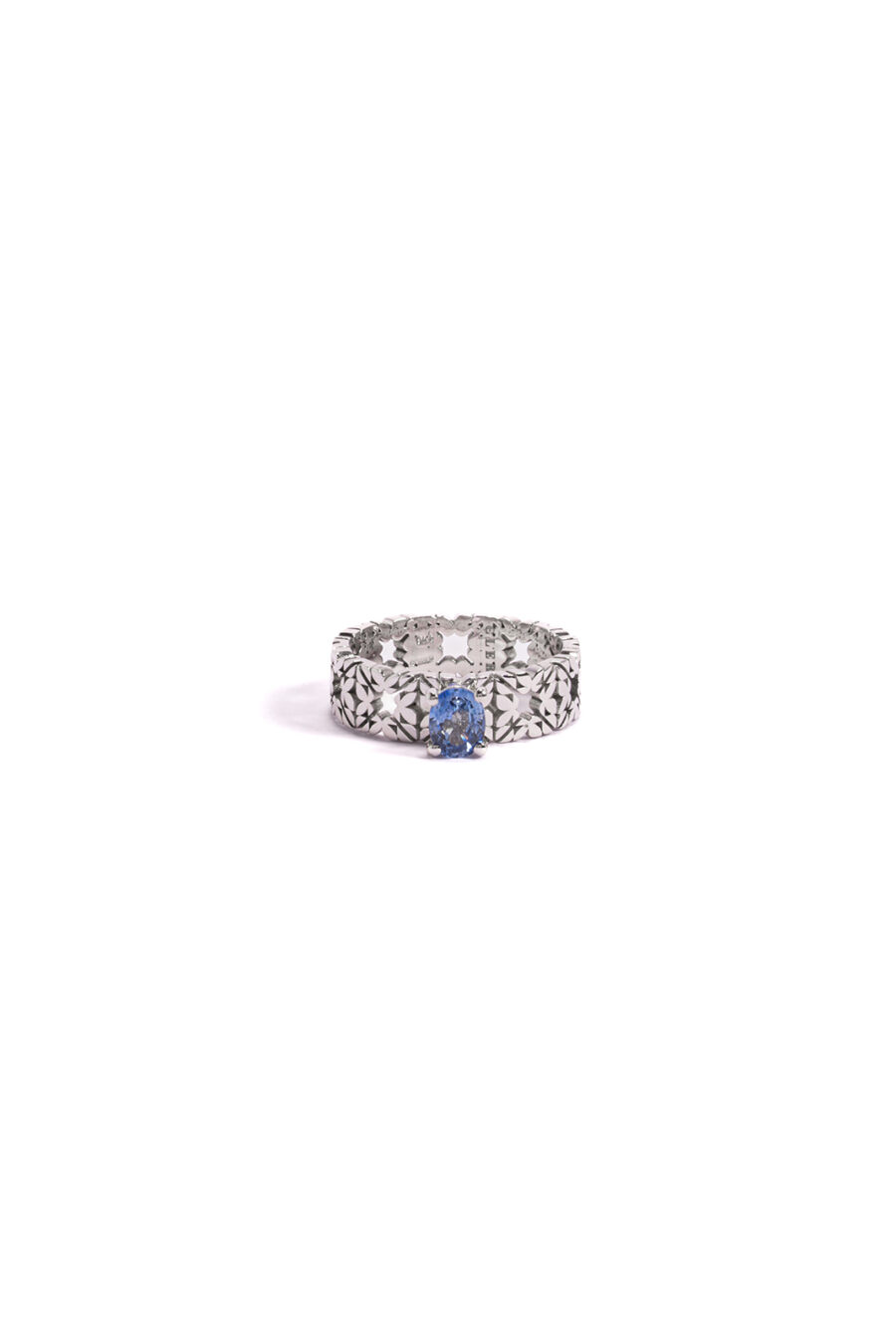 Fede Monogram Cler in Oro Bianco 9k con Zaffiro 0,83ct