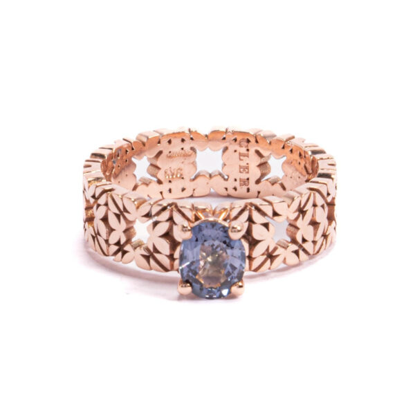 Fede Monogram Cler in Oro Rosa 9k con Spinello 0,8ct
