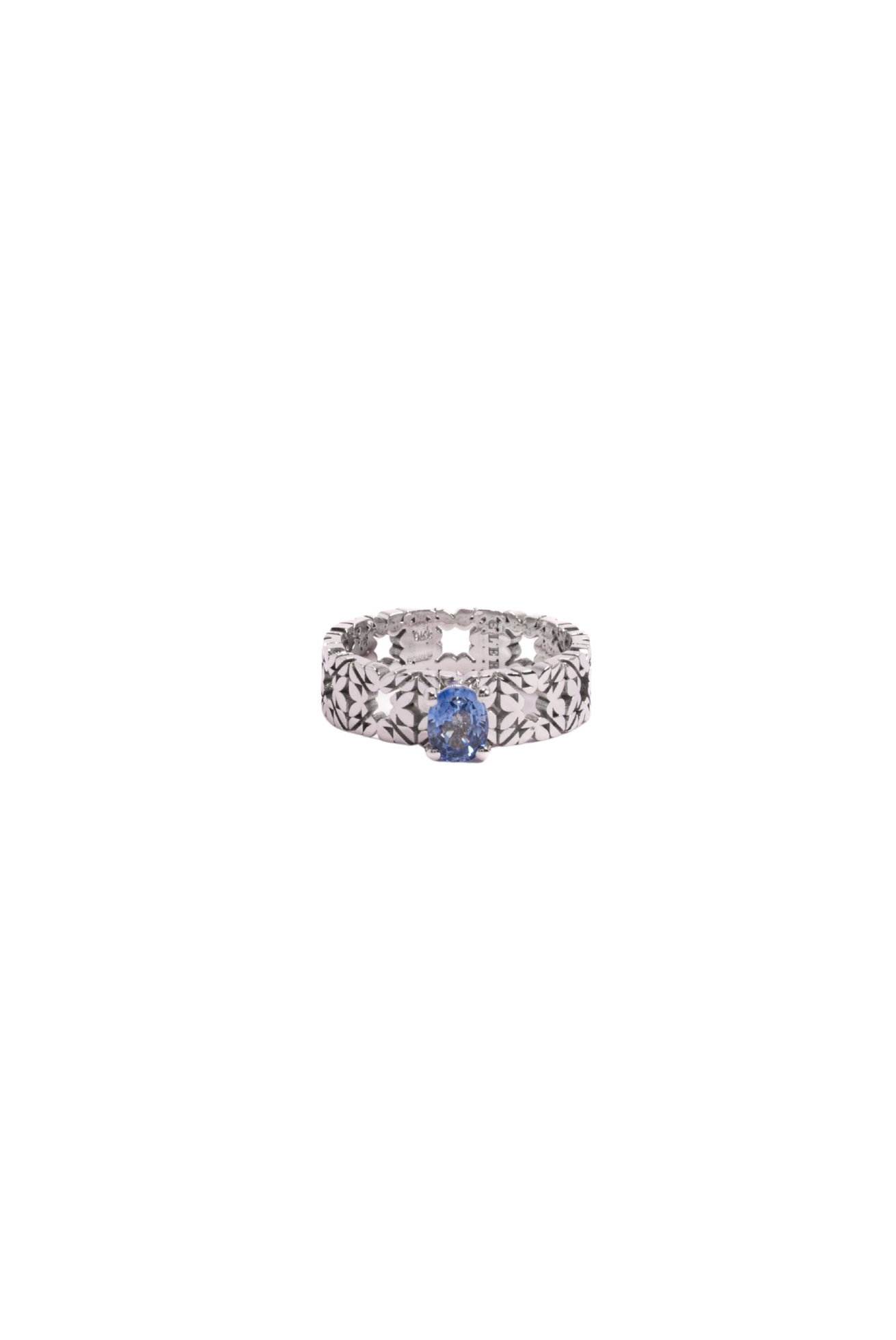 Fede Monogram Cler in Oro Bianco 9k con Zaffiro 0,83ct