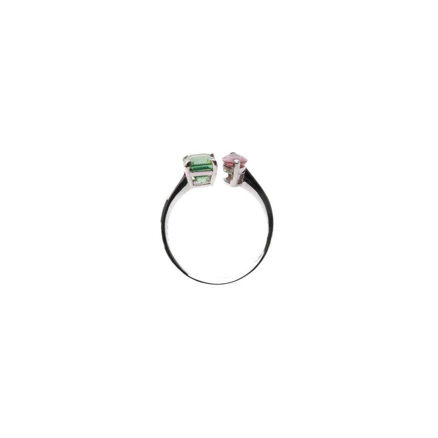Anello in Oro Bianco 18k con Tormalina 1,48 ct e Rubino 0,97 ct - immagine 3