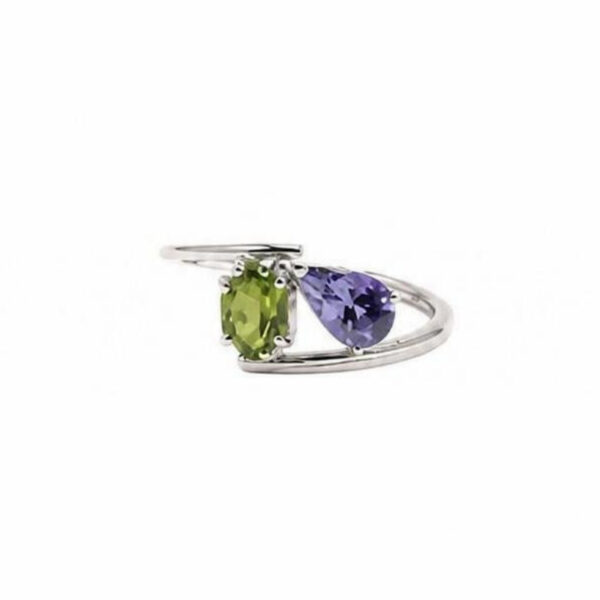 Anello in Oro Bianco 18k con Tormalina 0,67ct e Tanzanite 0,93ct