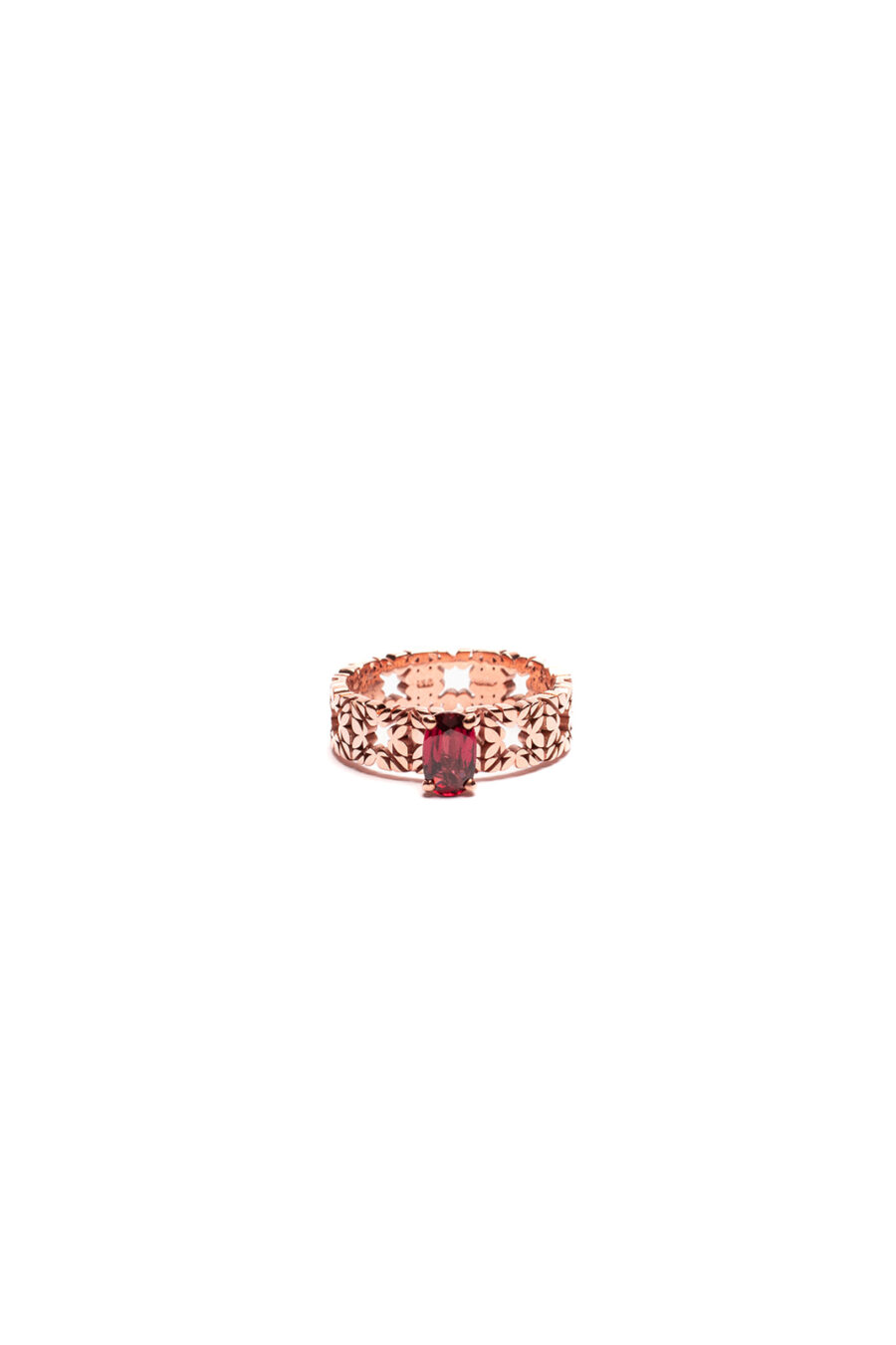 Fede Monogram Cler in Oro Rosa 9k con Rubino 0,8ct