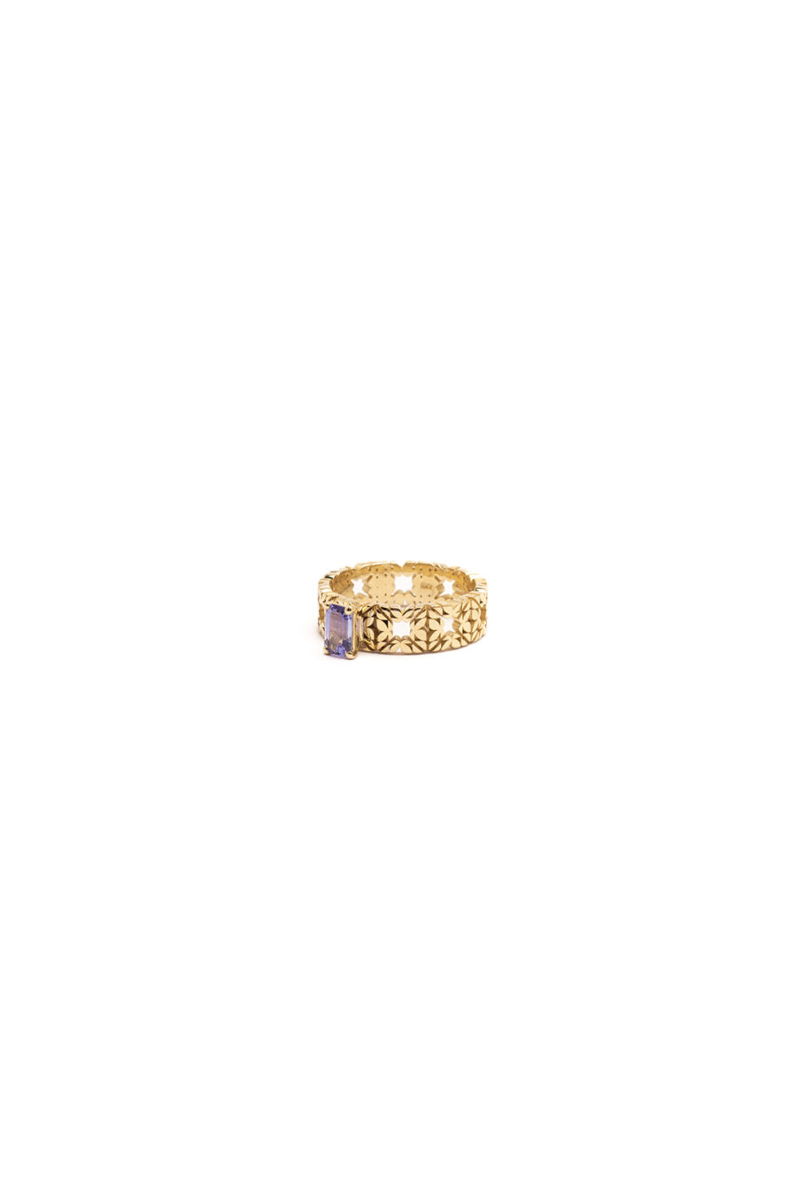 Fede Monogram in Oro Giallo 9k con Tanzanite 0,52ct - immagine 2