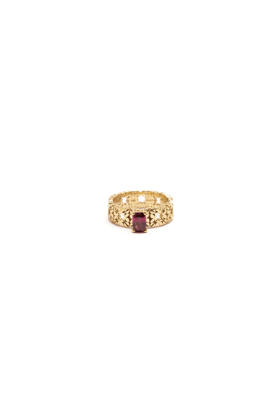 Fede Monogram Cler in Oro Giallo 9k con Rodolite 0,8ct