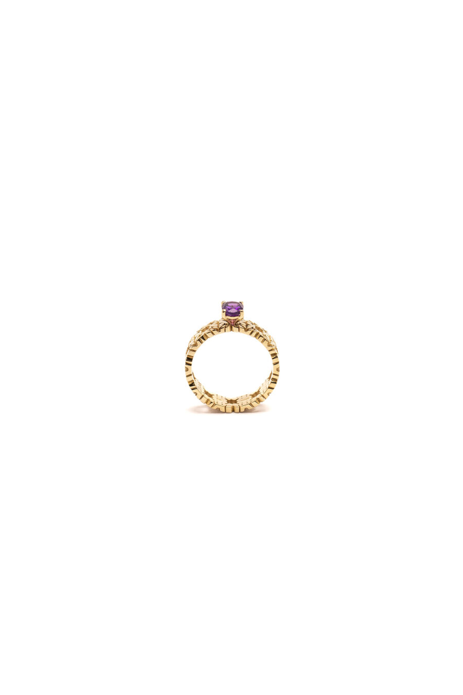 Fede Monogram Cler in Oro Giallo 9k con Ametista 0,64ct - immagine 3