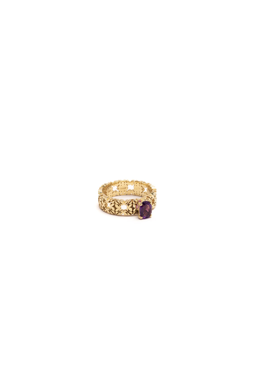 Fede Monogram Cler in Oro Giallo 9k con Ametista 0,64ct