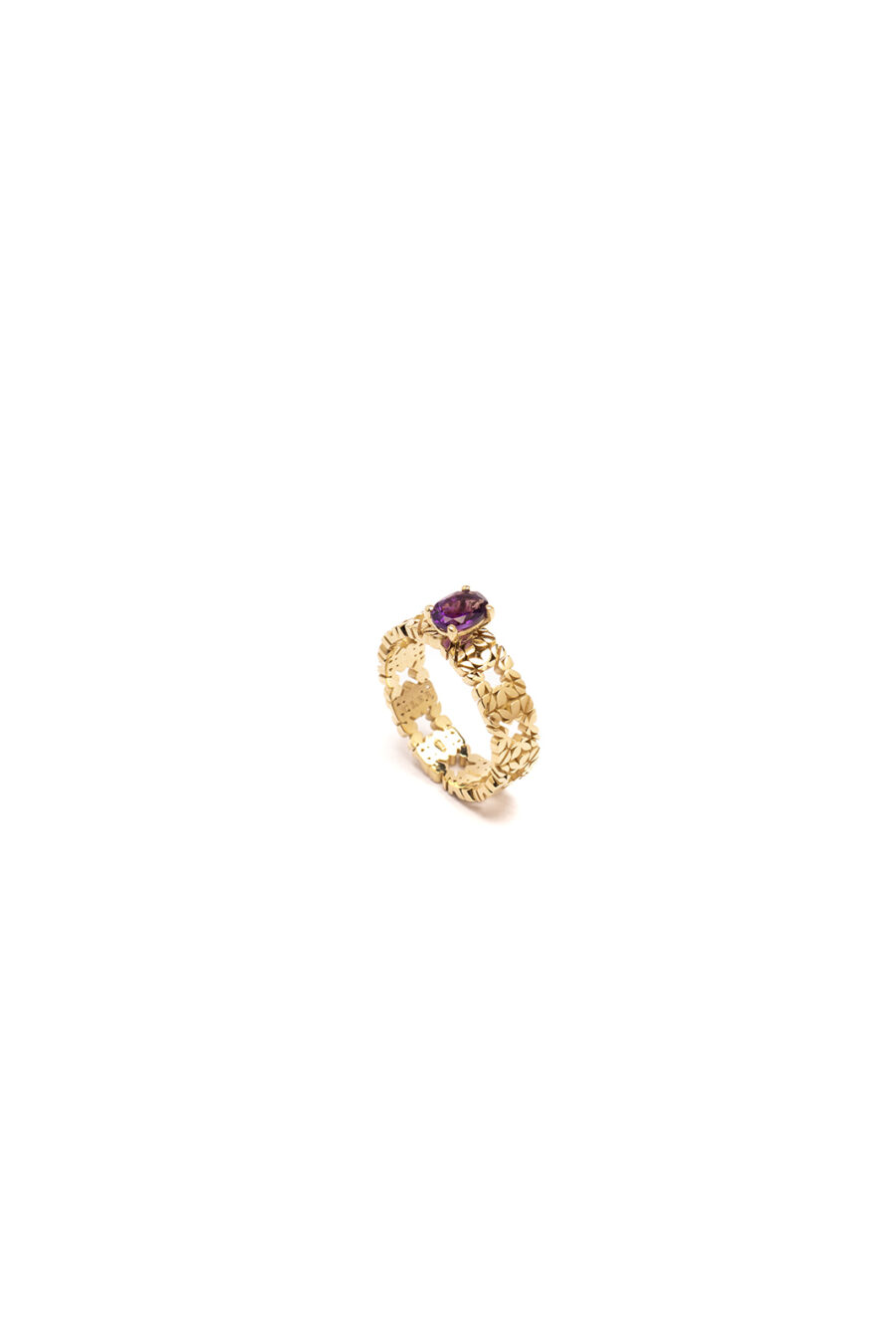 Fede Monogram Cler in Oro Giallo 9k con Ametista 0,64ct - immagine 2