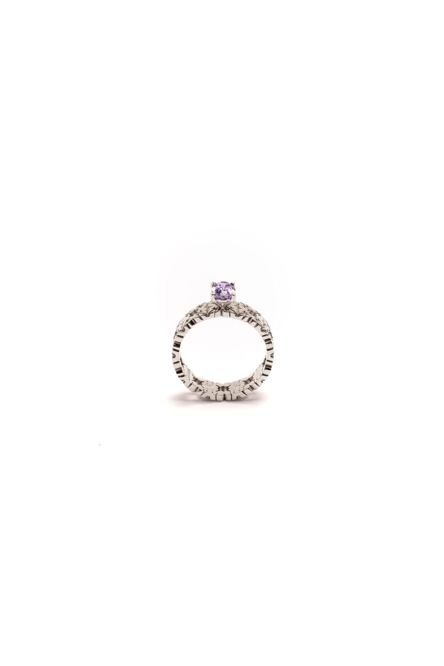 Fede Monogram Cler in Oro Bianco 9k con Spinello 0,97ct - immagine 4