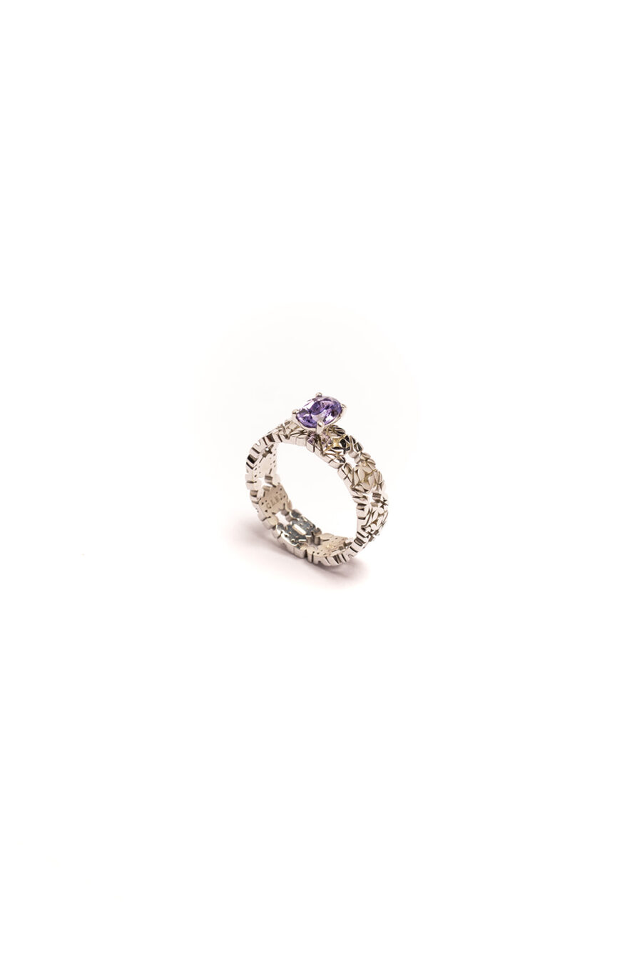 Fede Monogram Cler in Oro Bianco 9k con Spinello 0,97ct - immagine 3