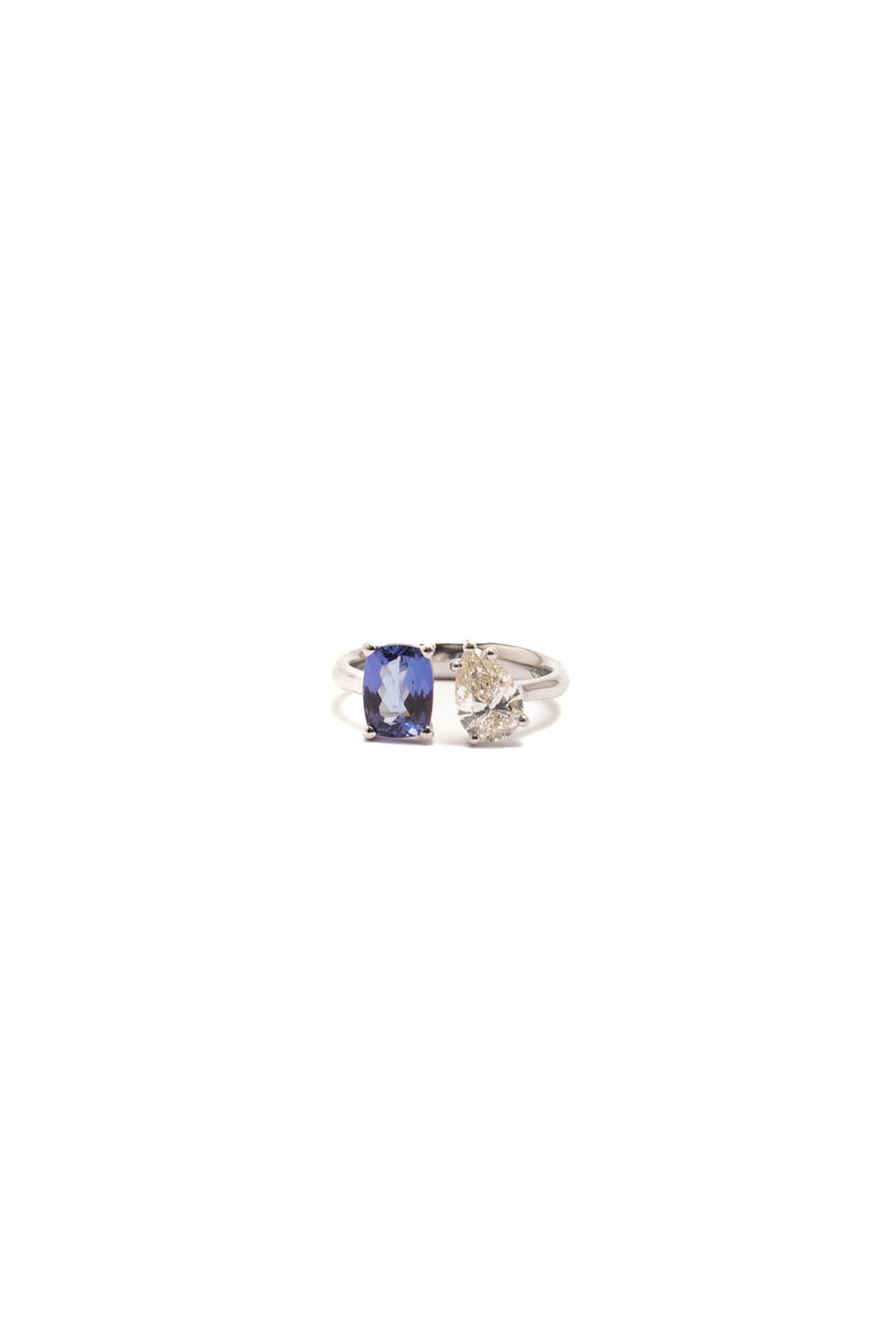 Anello in Platino con Diamante 1ct e Tanzanite 1,39ct